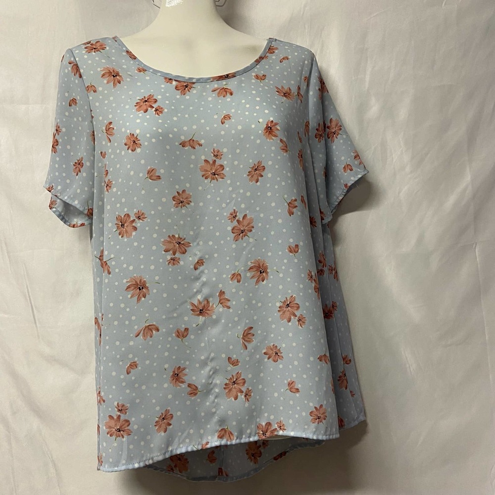 Sienna Sky blouse Top High Low Tie Back size S Floral